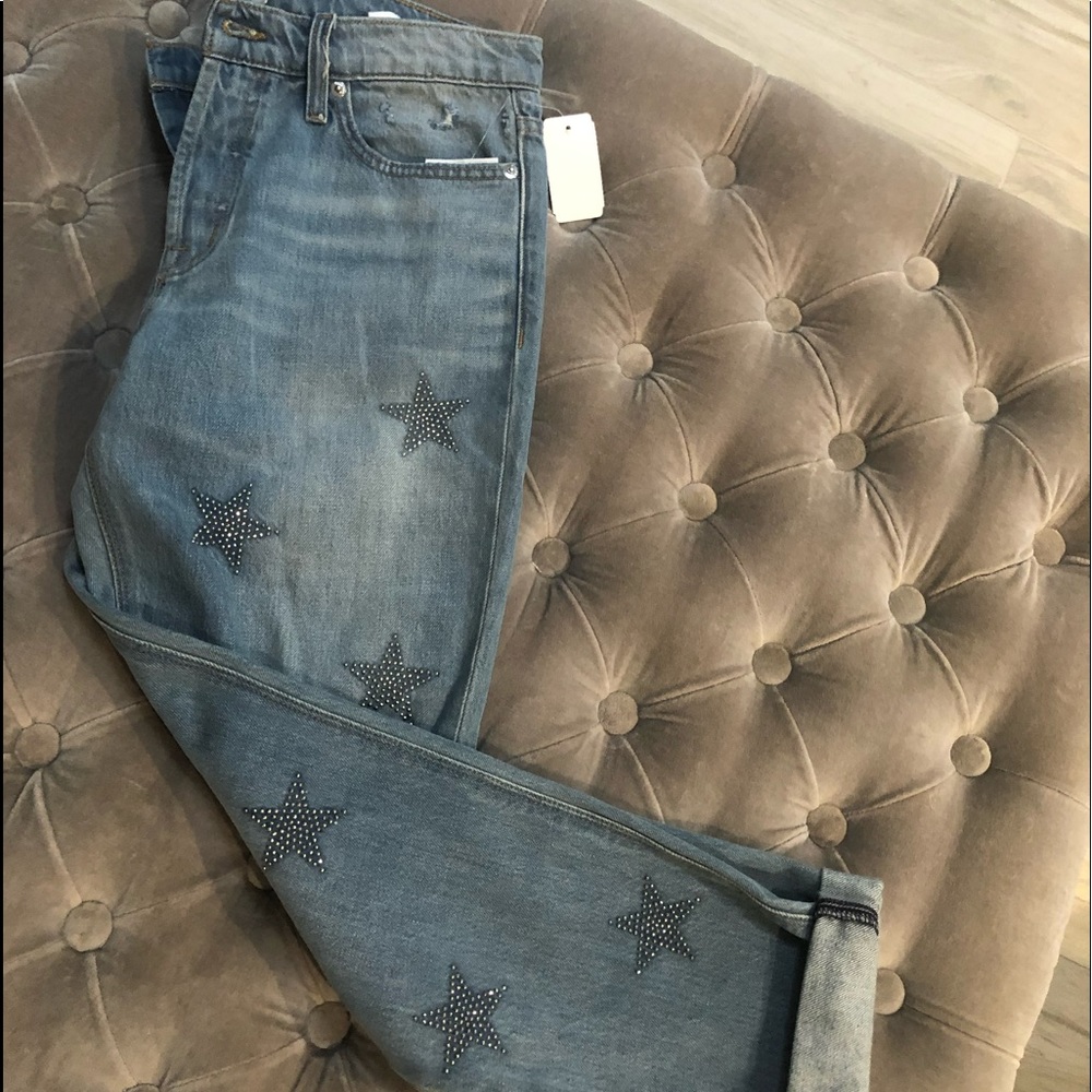 Hudson Jeans NWT Light Wash Relaxed Studded Stars